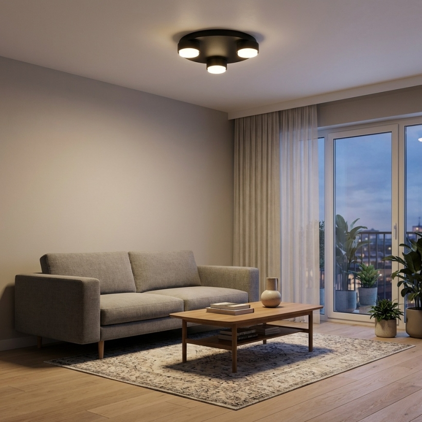 Brilagi - 3x GX53/12W/230V Ceiling Light, Ø 30 cm, Black