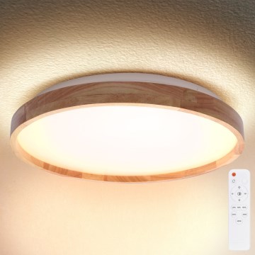 Brilagi - ALSON LED Dimmable Ceiling Light LED/72W/230V 3000–6500K Oak Ø 78 cm + Remote Control