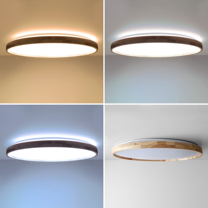 Brilagi - Dimmable LED Ceiling Light ALSON LED/72W/230V 3000-6500K Oak Ø 78 cm + Remote Control