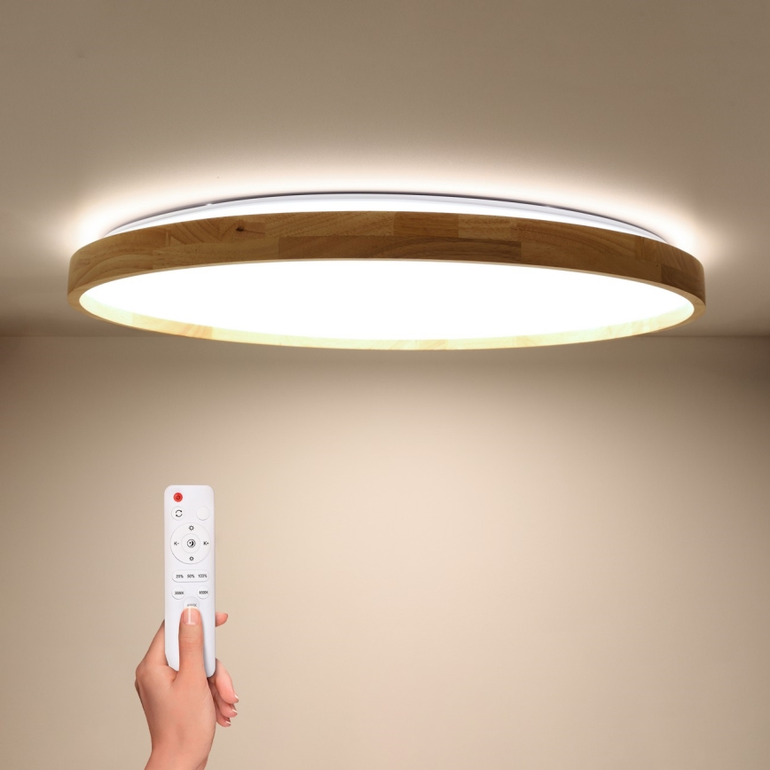 Brilagi - Dimmable LED Ceiling Light ALSON LED/72W/230V 3000-6500K Oak Ø 78 cm + Remote Control