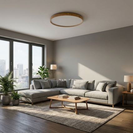 Brilagi - Dimmable LED Ceiling Light ALSON LED/72W/230V 3000-6500K Oak Ø 78 cm + Remote Control