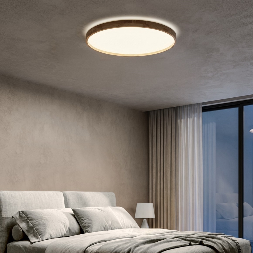 Brilagi - Dimmable LED Ceiling Light ALSON LED/72W/230V 3000-6500K Oak Ø 78 cm + Remote Control
