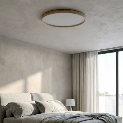 Brilagi - Dimmable LED Ceiling Light ALSON LED/72W/230V 3000-6500K Oak Ø 78 cm + Remote Control