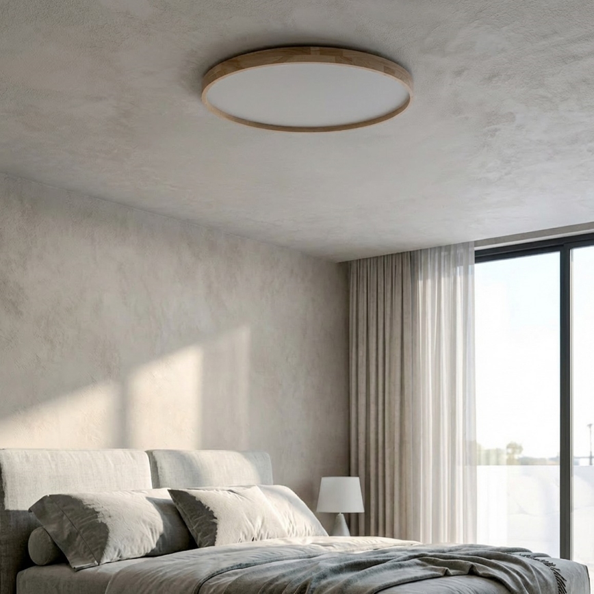 Brilagi - Dimmable LED Ceiling Light ALSON LED/72W/230V 3000-6500K Oak Ø 78 cm + Remote Control