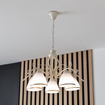 Brilagi - ANTICO Chain-Hung LED Chandelier 5x E27/60W 230V 3000K White Patina