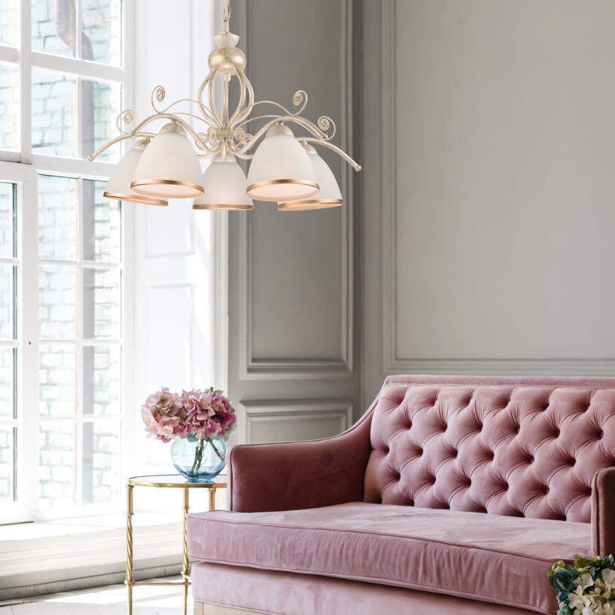 Brilagi - ANTICO Chain-Hung LED Chandelier 5x E27/60W 230V 3000K White Patina