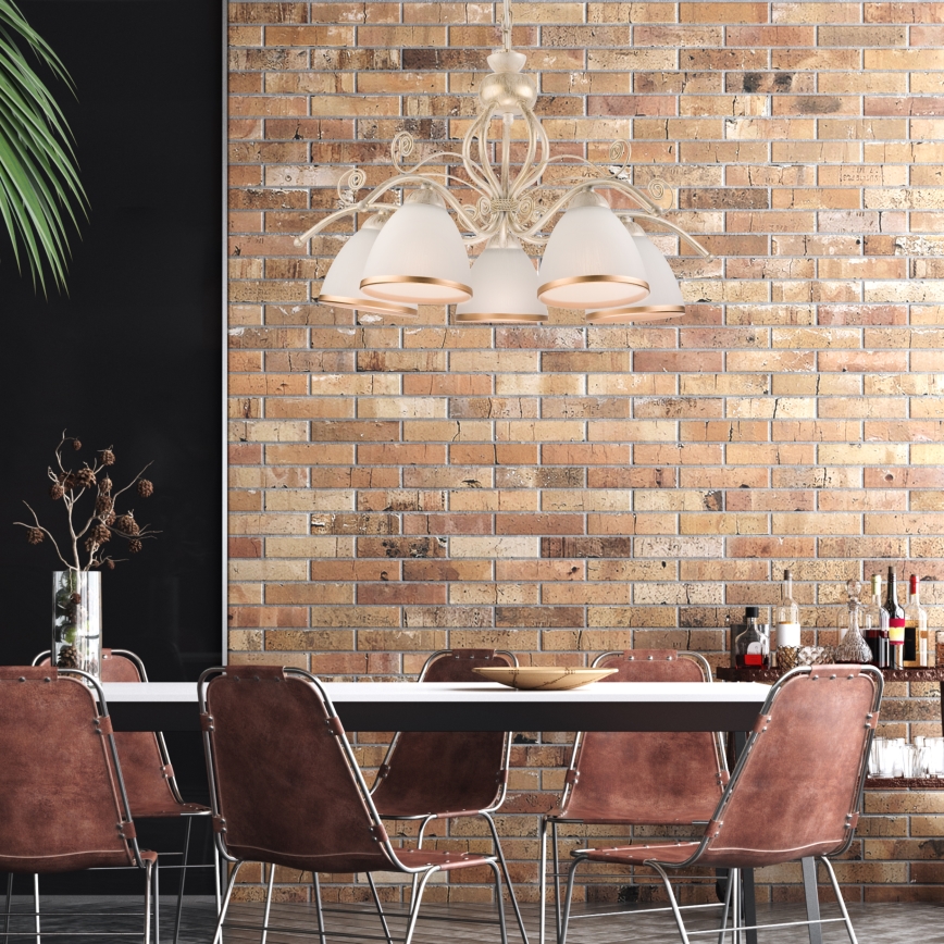 Brilagi - ANTICO Chain-Hung LED Chandelier 5x E27/60W 230V 3000K White Patina