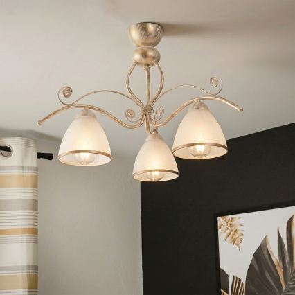 Brilagi - ANTICO LED Flush-Mount Chandelier 3xE27/60W/230V 3000K White Patina