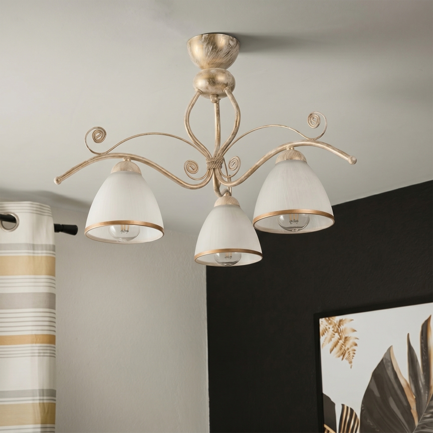 Brilagi - ANTICO LED Flush-Mount Chandelier 3xE27/60W/230V 3000K White Patina