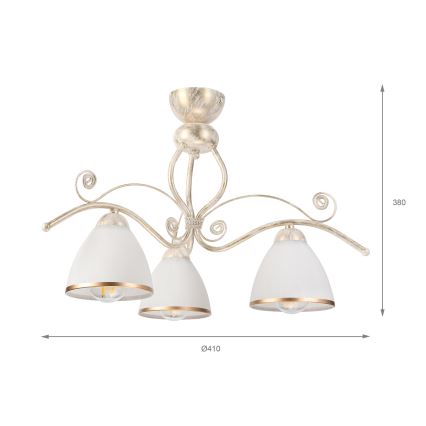 Brilagi - ANTICO LED Flush-Mount Chandelier 3xE27/60W/230V 3000K White Patina