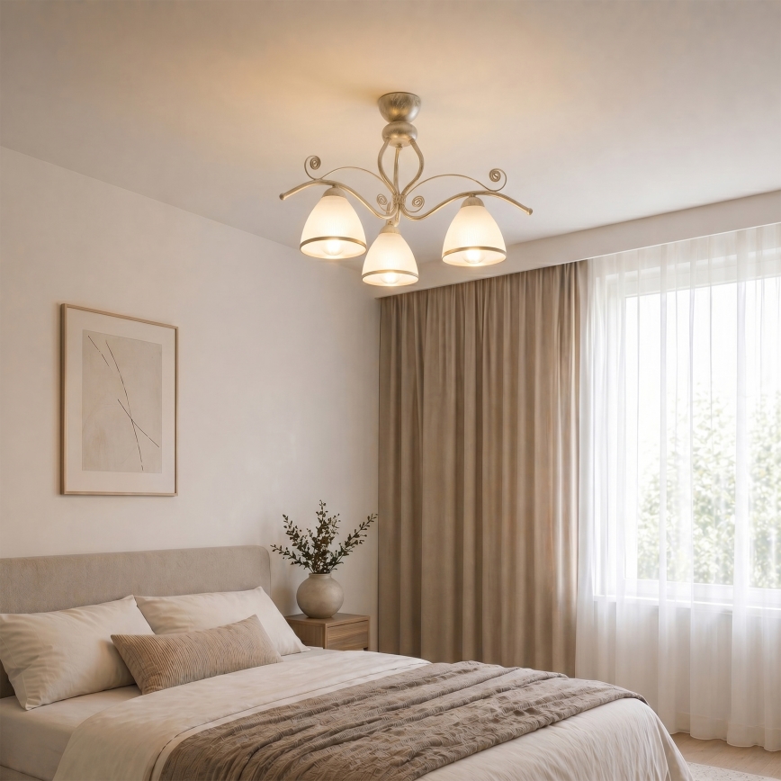 Brilagi - ANTICO LED Surface-Mounted Chandelier 3xE27/60W/230V White Patina
