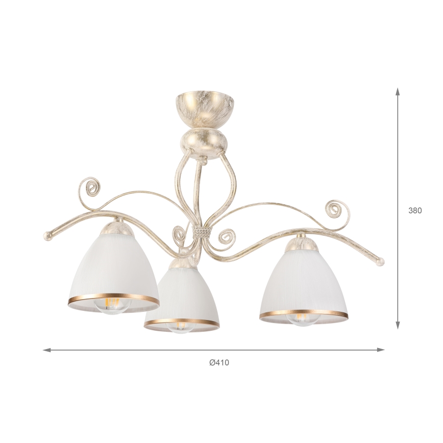 Brilagi - ANTICO LED Surface-Mounted Chandelier 3xE27/60W/230V White Patina