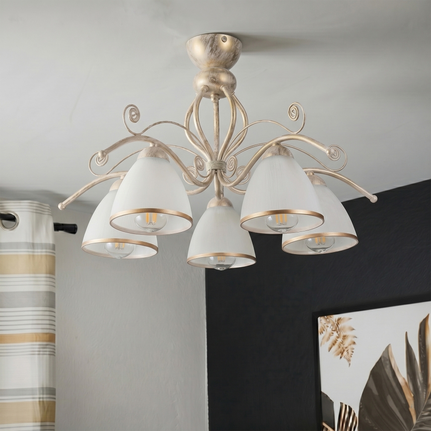 Brilagi - ANTICO LED Surface-Mounted Chandelier 5xE27/60W/230V 3000K White Patina