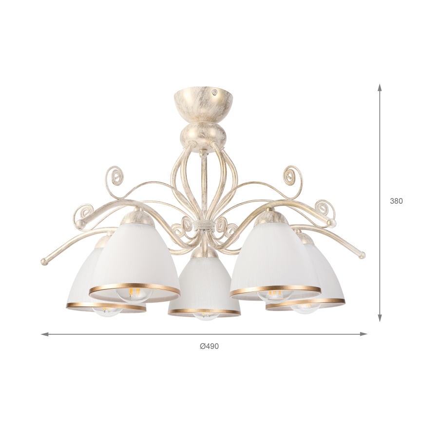 Brilagi - ANTICO LED Surface-Mounted Chandelier 5xE27/60W/230V 3000K White Patina