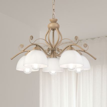 Brilagi - ANTICO MODERN chain-hung chandelier 5xE27/60W/230V beige