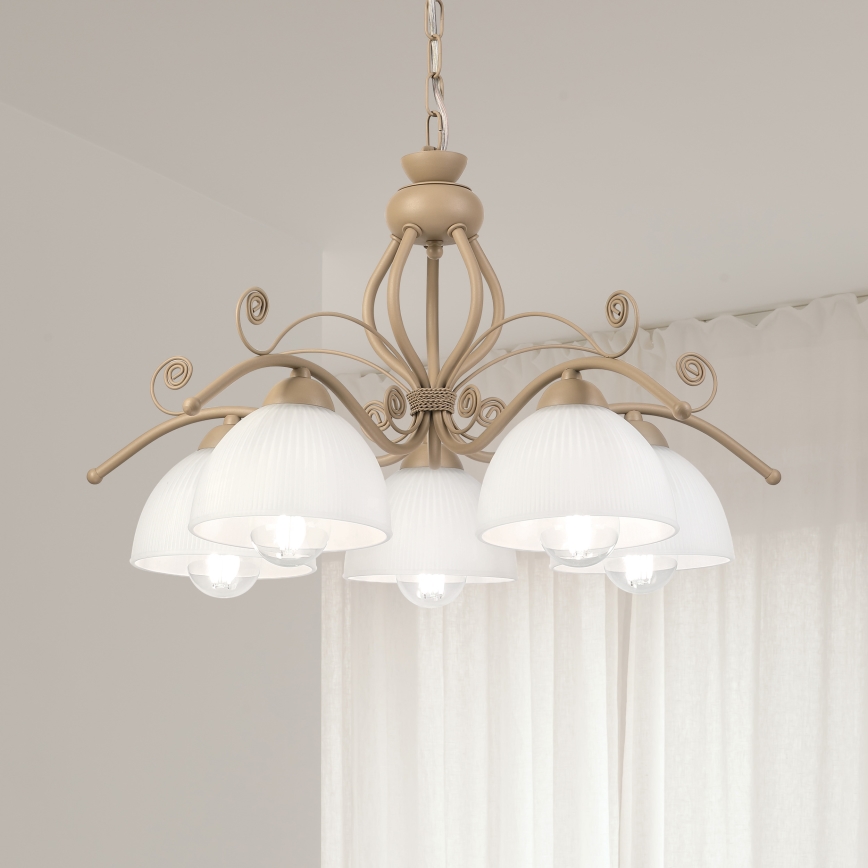 Brilagi - ANTICO MODERN chain-hung chandelier 5xE27/60W/230V beige