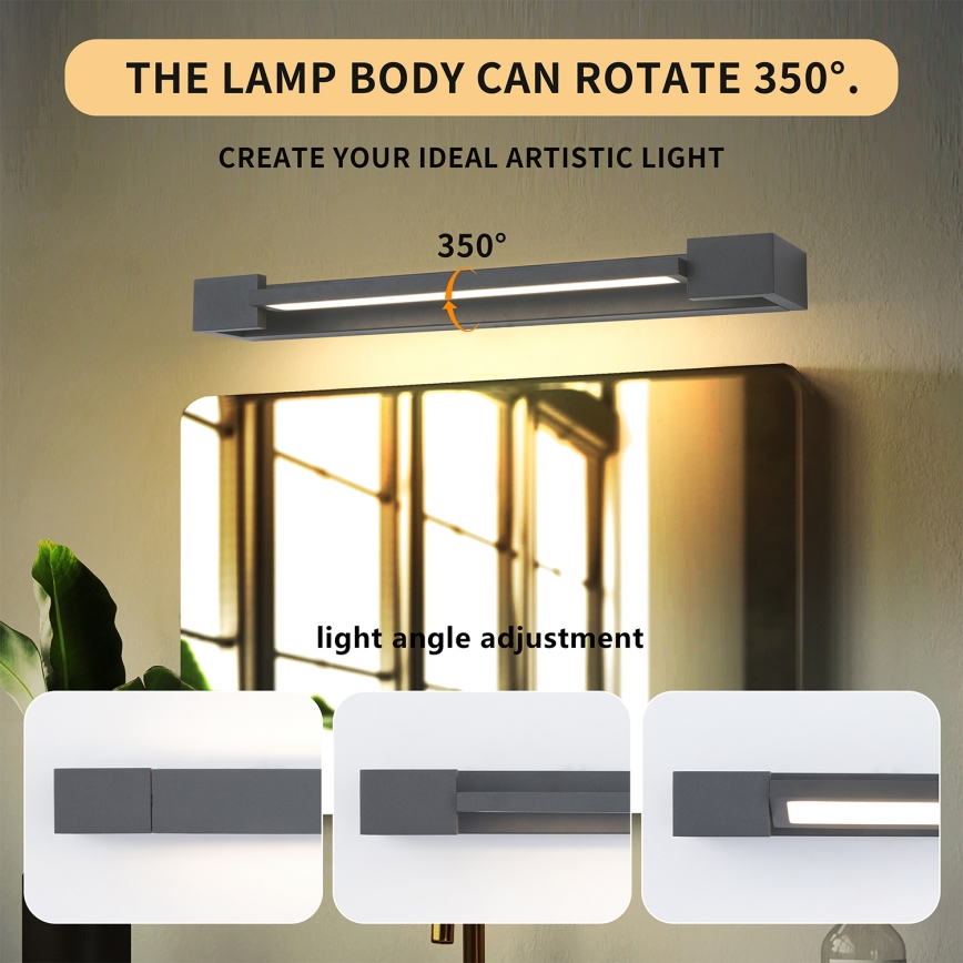 Brilagi - AQUA LINE LED Bathroom Mirror Light LED/12W/230V 45 cm IP44 Anthracite CRI 90