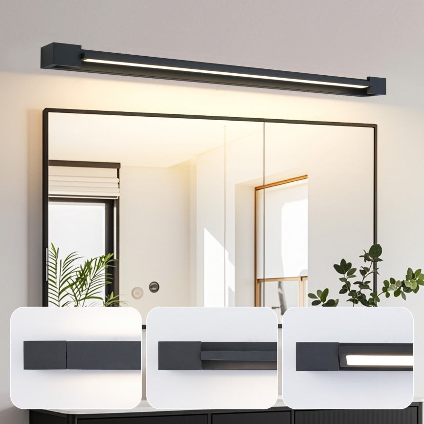 Brilagi - AQUA LINE LED Bathroom Mirror Light, 24W, 230V, 90 cm, IP44, Black, CRI 90