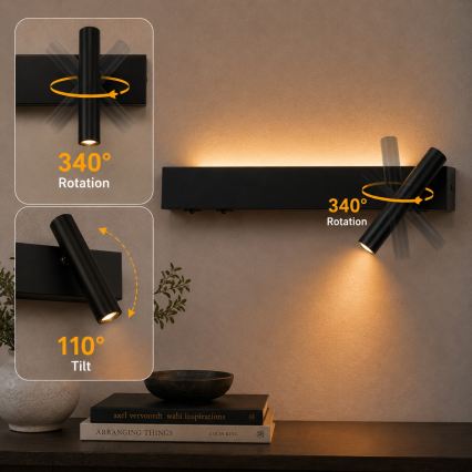 BRILAGI - ARLIX LED wall-mounted spotlight LED/3W/230V + LED/7W black CRI 90