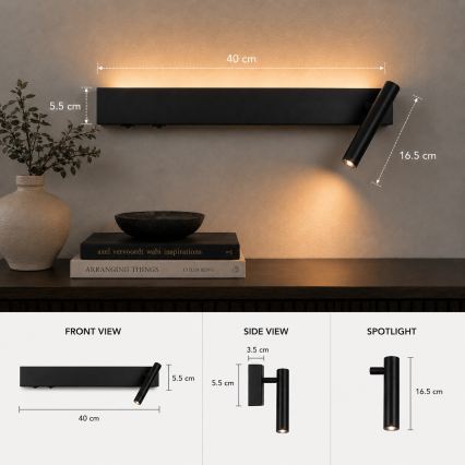 BRILAGI - ARLIX LED wall-mounted spotlight LED/3W/230V + LED/7W black CRI 90