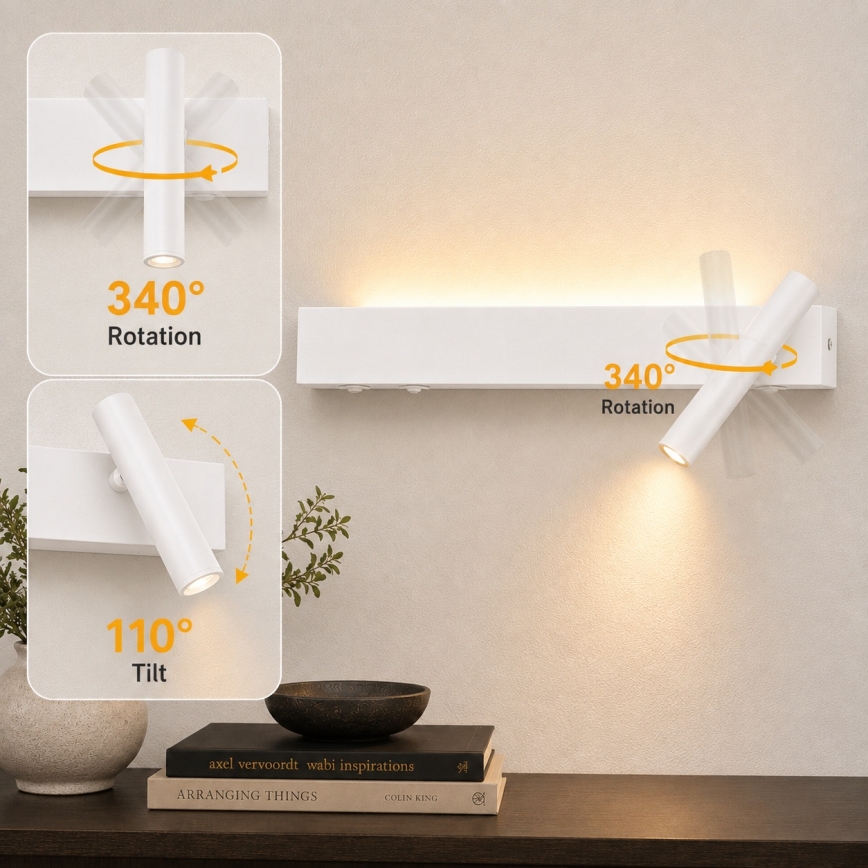 BRILAGI - ARLIX LED Wall Spotlight LED/3W/230V + LED/7W, White, CRI 90