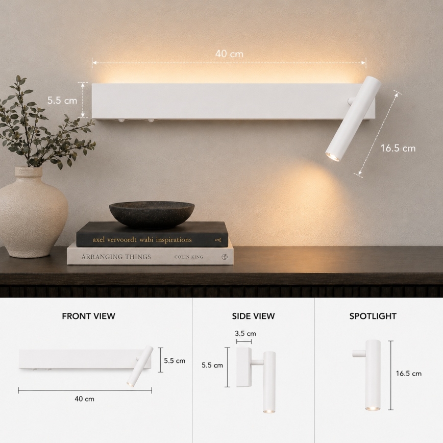 BRILAGI - ARLIX LED Wall Spotlight LED/3W/230V + LED/7W, White, CRI 90