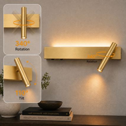 BRILAGI - ARLIX Wall-mounted LED Spotlight LED/3W/230V + LED/7W, Gold, CRI 90