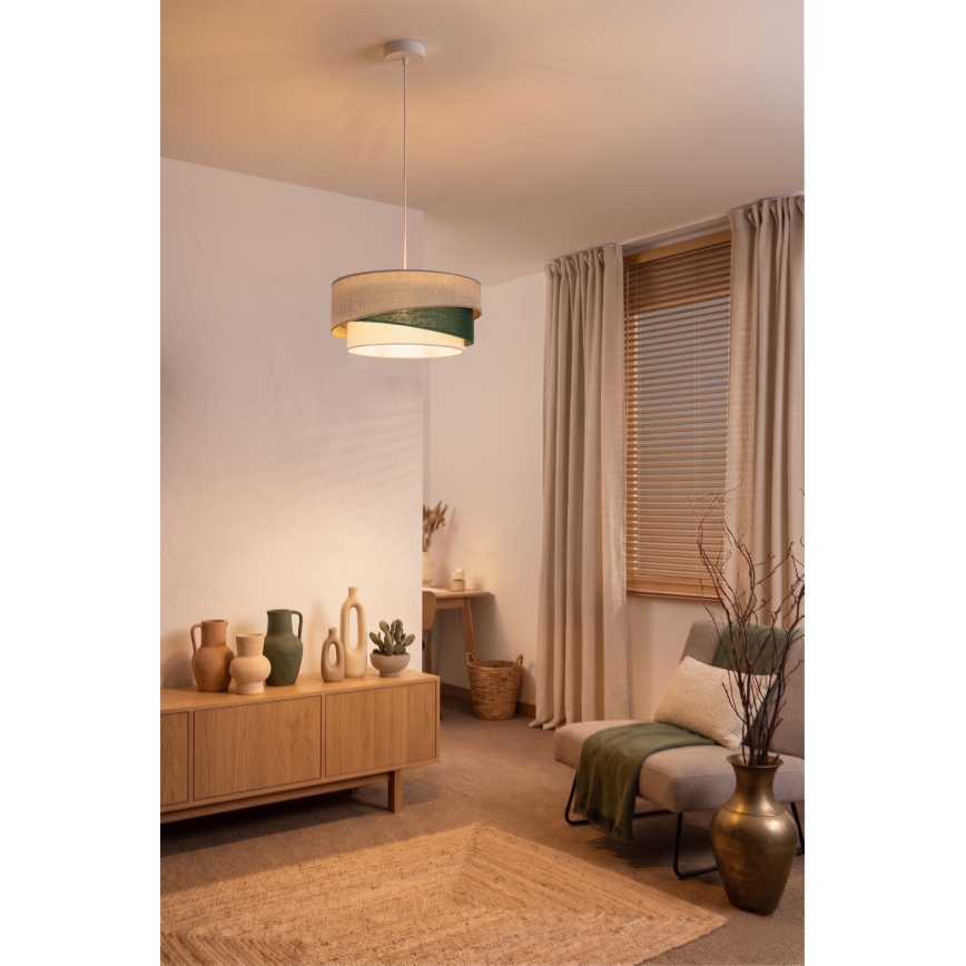 Brilagi - ARROW Cable Pendant Lamp 1xE27/60W/230V Ø 45 cm beige/green/white
