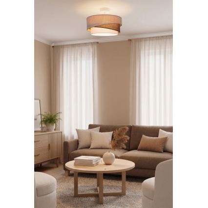 Brilagi - ARROW Flush-Mount Ceiling Light 1xE27/60W/230V Ø 45 cm Beige/Brown/White