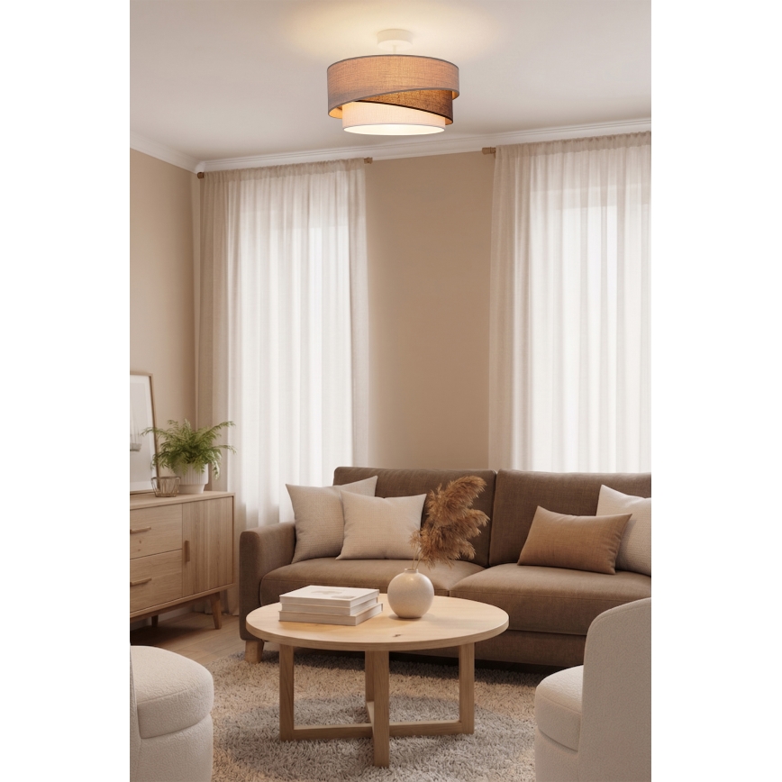 Brilagi - ARROW Flush-Mount Ceiling Light 1xE27/60W/230V Ø 45 cm Beige/Brown/White