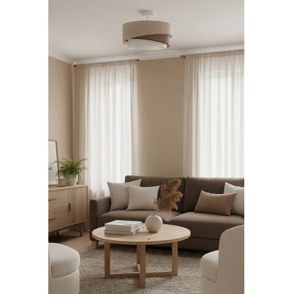 Brilagi - ARROW Flush-Mount Ceiling Light 1xE27/60W/230V Ø 45 cm Beige/Brown/White
