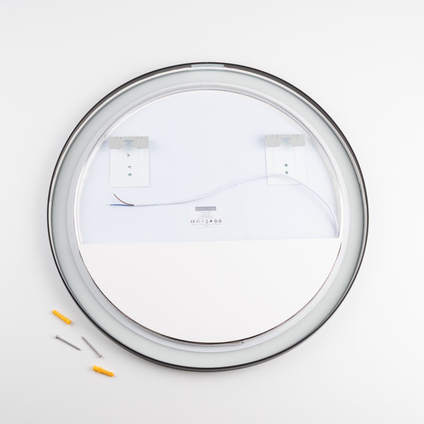 Brilagi - LED Bathroom Mirror ASTI LED/19W/230V Ø 60 cm Black IP44 CRI 90 Dimmable + CCT