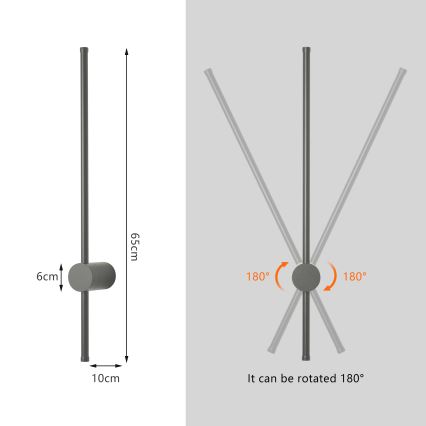 Brilagi - AURA LED Outdoor Wall Light 12W/230V 3000K IP54 65 cm Anthracite