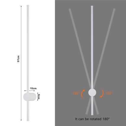 Brilagi - LED Outdoor Wall Light AURA LED/20W/230V 3000K IP54 97 cm White CRI 90