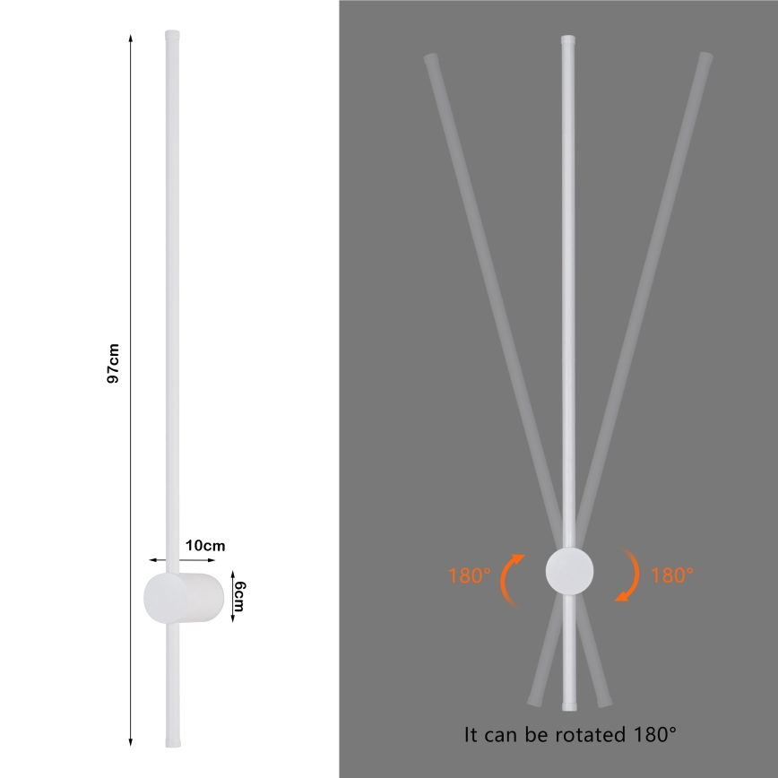 Brilagi - LED Outdoor Wall Light AURA LED/20W/230V 3000K IP54 97 cm White CRI 90