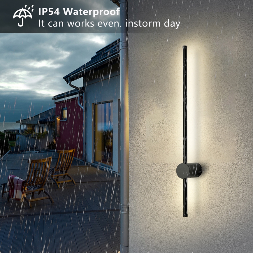 Brilagi - AURA LED 12W Outdoor Wall Light, 230V, 3000K, IP54, 65 cm, Black