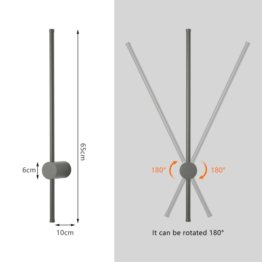 Brilagi - AURA LED Outdoor Wall Light LED/12W/230V 4000K IP54 65 cm Anthracite