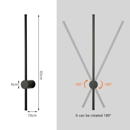 Brilagi - LED Outdoor Wall Light AURA LED/12W/230V 4000K IP54 65 cm Black
