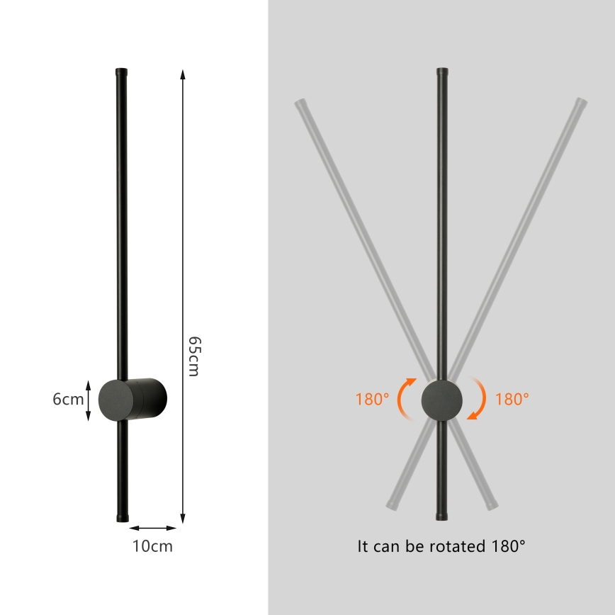 Brilagi - LED Outdoor Wall Light AURA LED/12W/230V 4000K IP54 65 cm Black