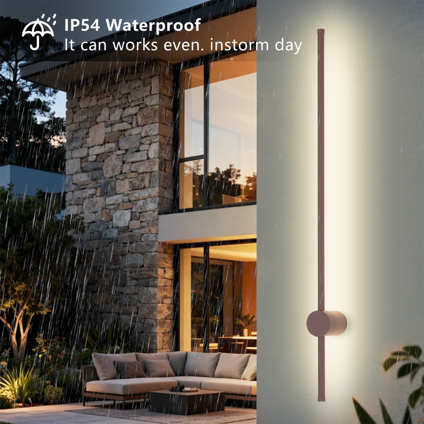 Brilagi - AURA LED Outdoor Wall Light 20W/230V 3000K IP54 97 cm brown CRI 90