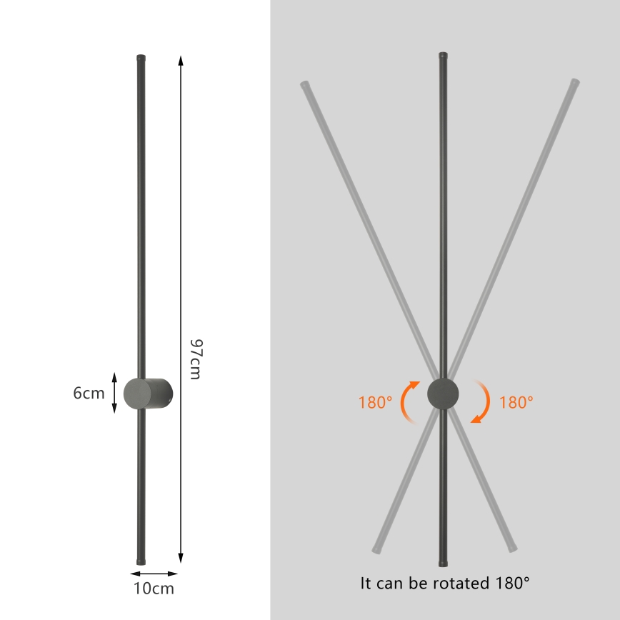 Brilagi - AURA LED Outdoor Wall Light LED/20W/230V 3000K IP54 97 cm Anthracite