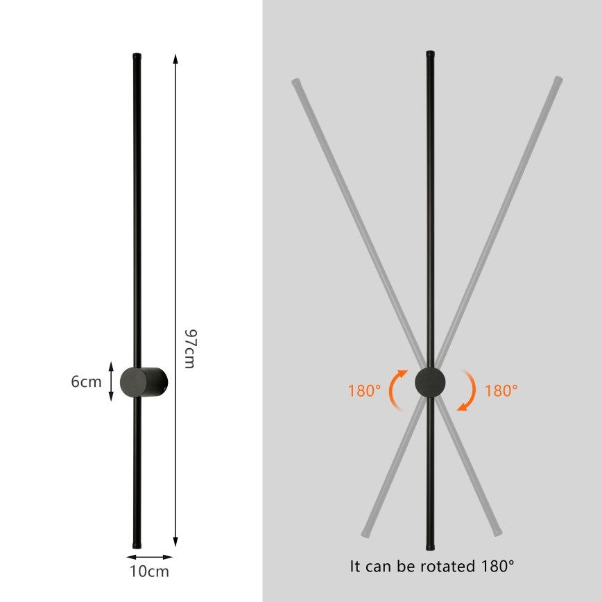 Brilagi - LED Outdoor Wall Light AURA LED/20W/230V 4000K IP54 97 cm Black