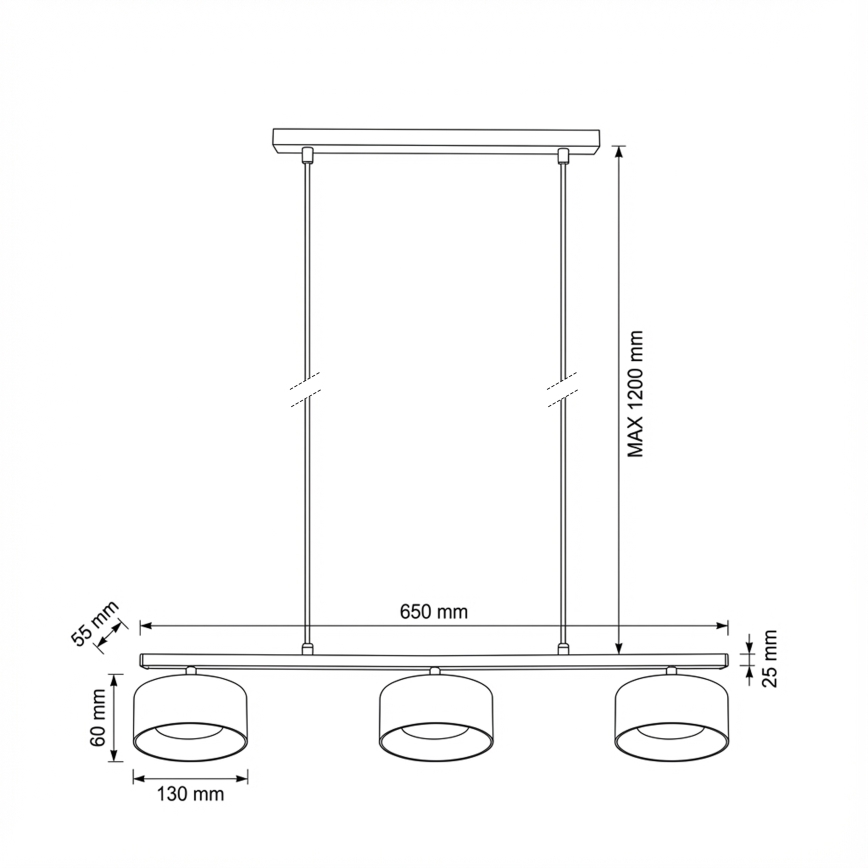 Brilagi - AURA LUX Cable Pendant 3x GX53/30W/230V Black/Gold