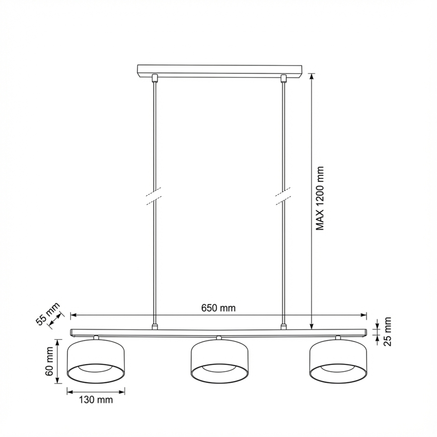 Brilagi - AURA LUX Cable Pendant 3xGX53/30W/230V Black/Smoked