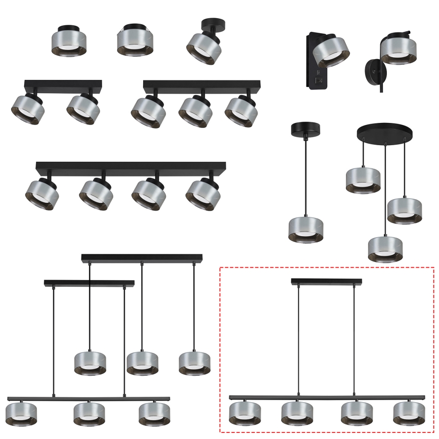 Brilagi - AURA LUX cable pendant light 4xGX53/30W/230V black/smoked