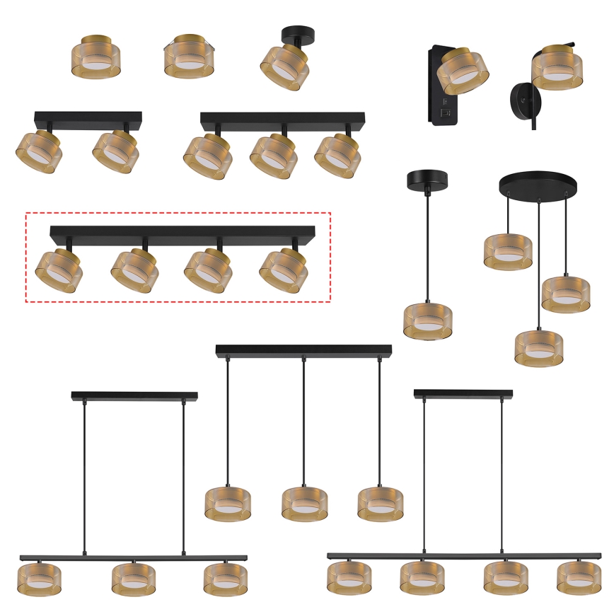 BRILAGI - AURA LUX LED RGB+CCT Dimmable Spotlight 4xGX53/14W/230V 2700-6500K Wi-Fi Tuya black/gold