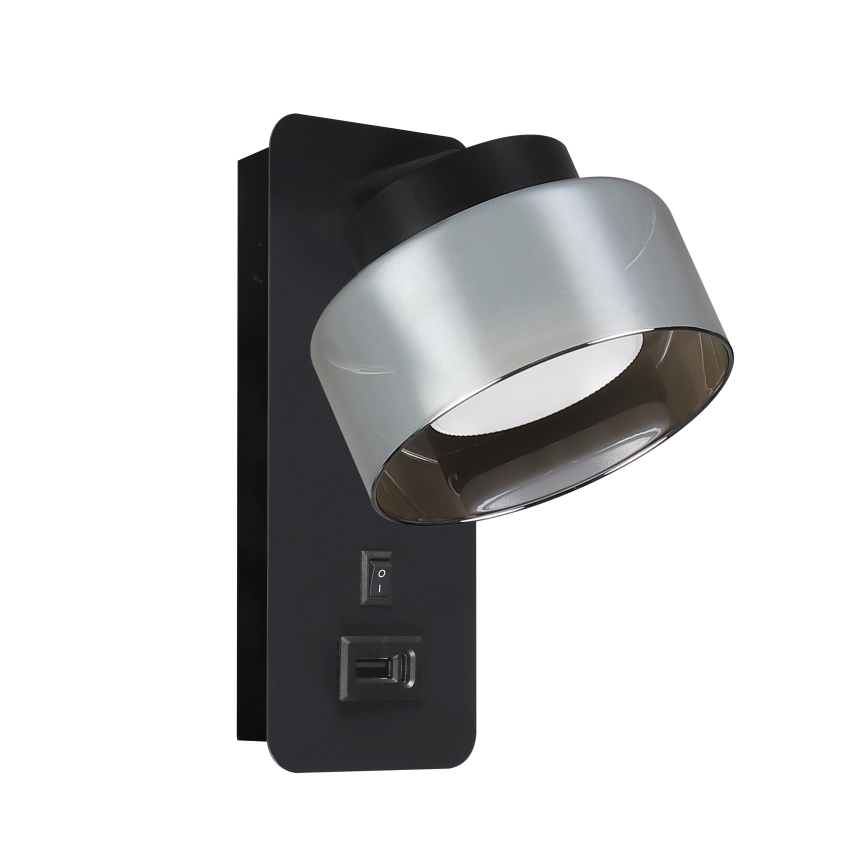Brilagi - AURA LUX Wall Lamp with USB Port 1xGX53/30W/230V Black/Smoked