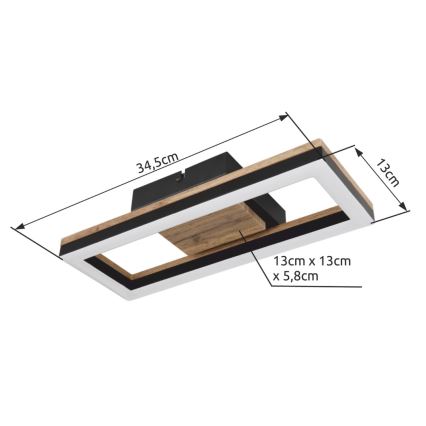 Brilagi - LED Dimmable Ceiling Light VELVET SQUARE LED/24W/230V 43x43 cm 3000/4000/6500K + Remote Control Pink