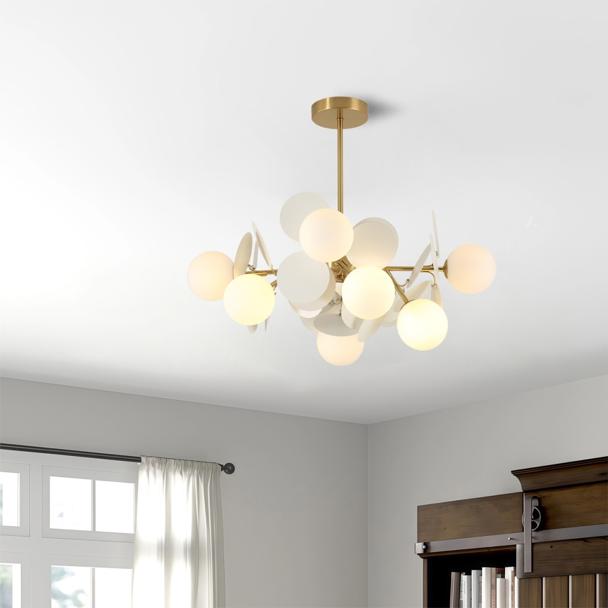 Brilagi - BALMO Rod Chandelier 8xG9/9W/230V, Ø 60 cm, Gold/White