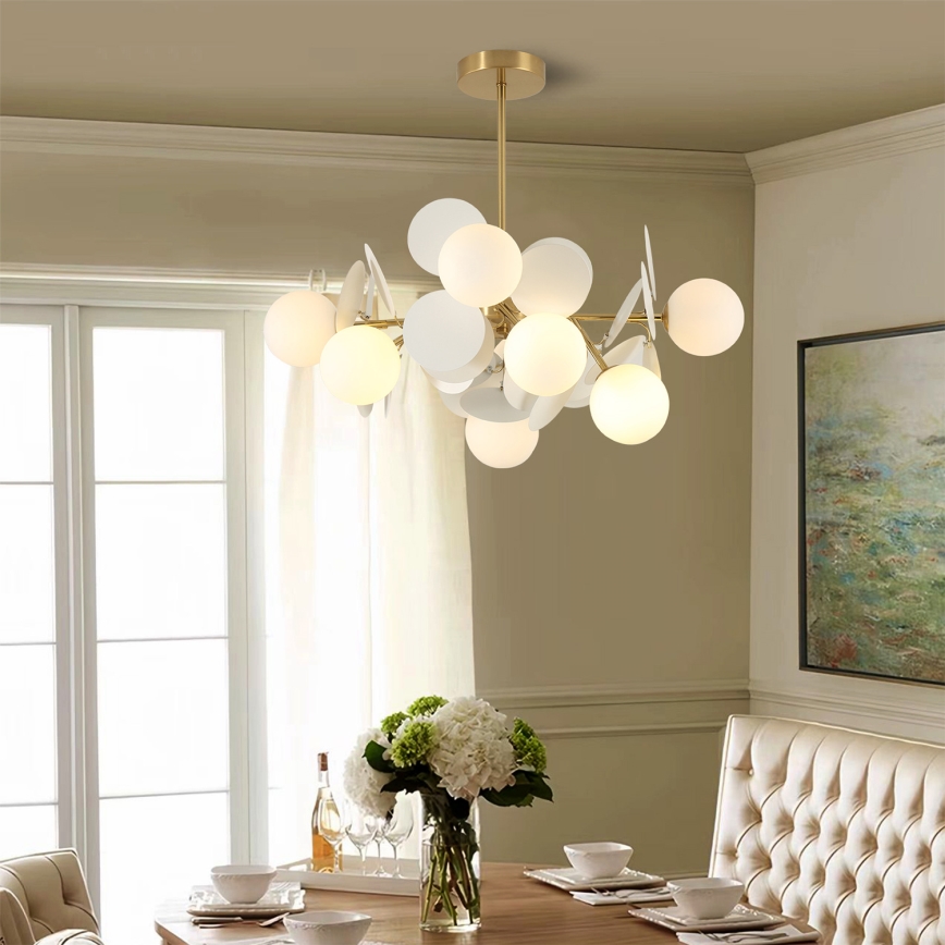 Brilagi - BALMO Rod Chandelier 8xG9/9W/230V, Ø 60 cm, Gold/White
